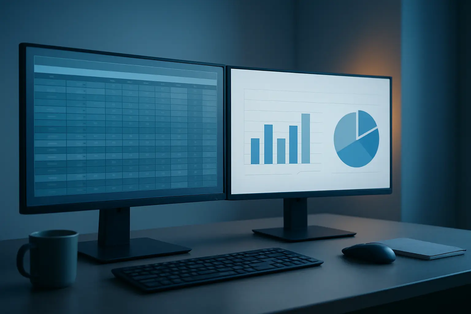 Dua layar berdampingan menampilkan tabel hasil analisis statistik