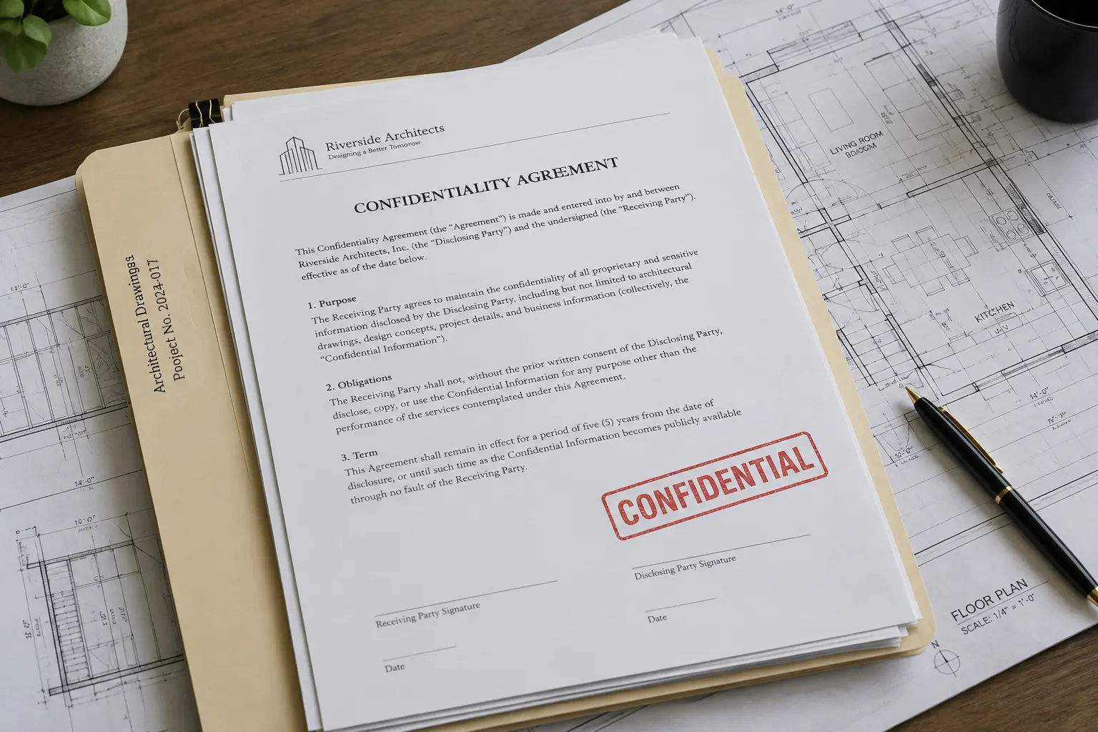 Dokumen perjanjian kerahasiaan dan surat izin penggunaan data proyek arsitektur untuk skripsi