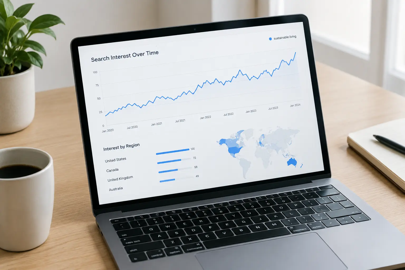 Grafik tren minat pasar dari data pencarian untuk skripsi pemasaran