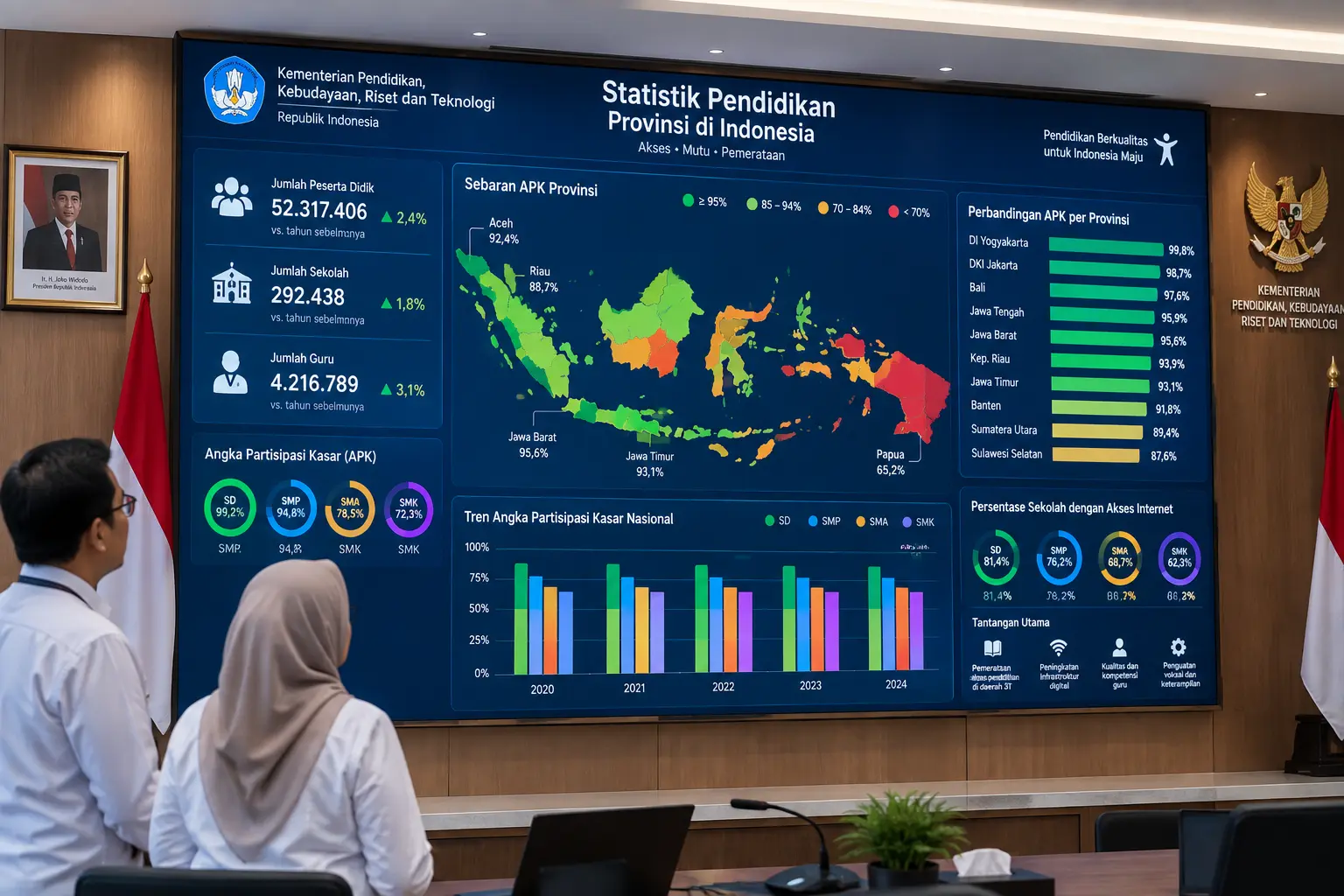 Dashboard data pendidikan nasional menampilkan statistik per wilayah