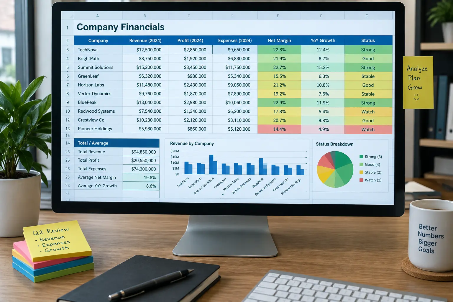 Spreadsheet data perusahaan yang terorganisir rapi untuk analisis skripsi